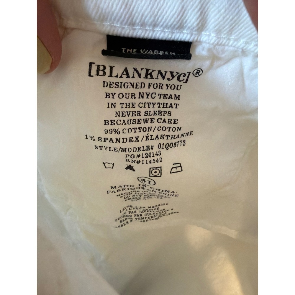 BLANKNYC The Warren High Rise Mid Length White Denim Shorts Raw Hem Size 31 NWT - Picture 5 of 7